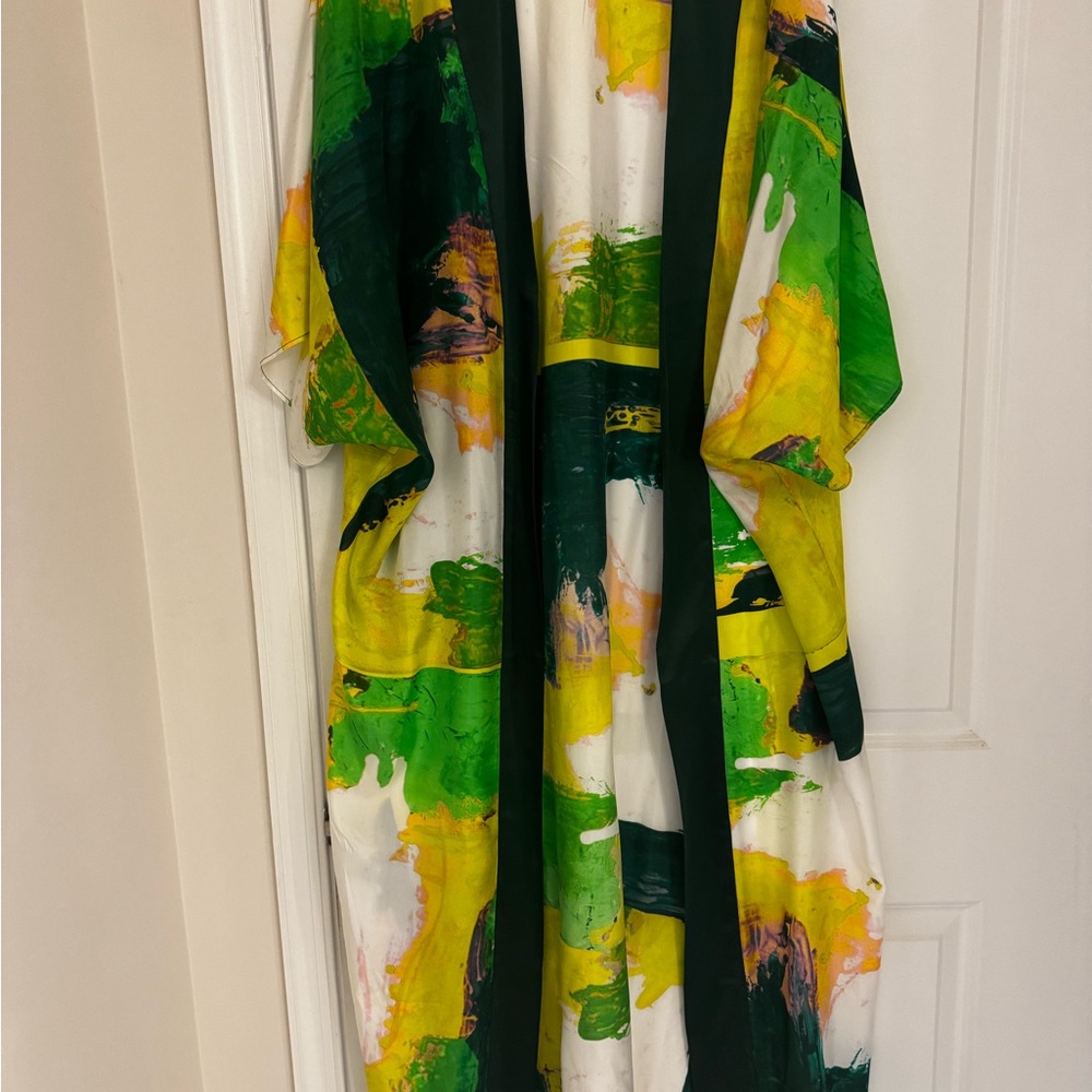 Vibrant Green and Yellow Kimono